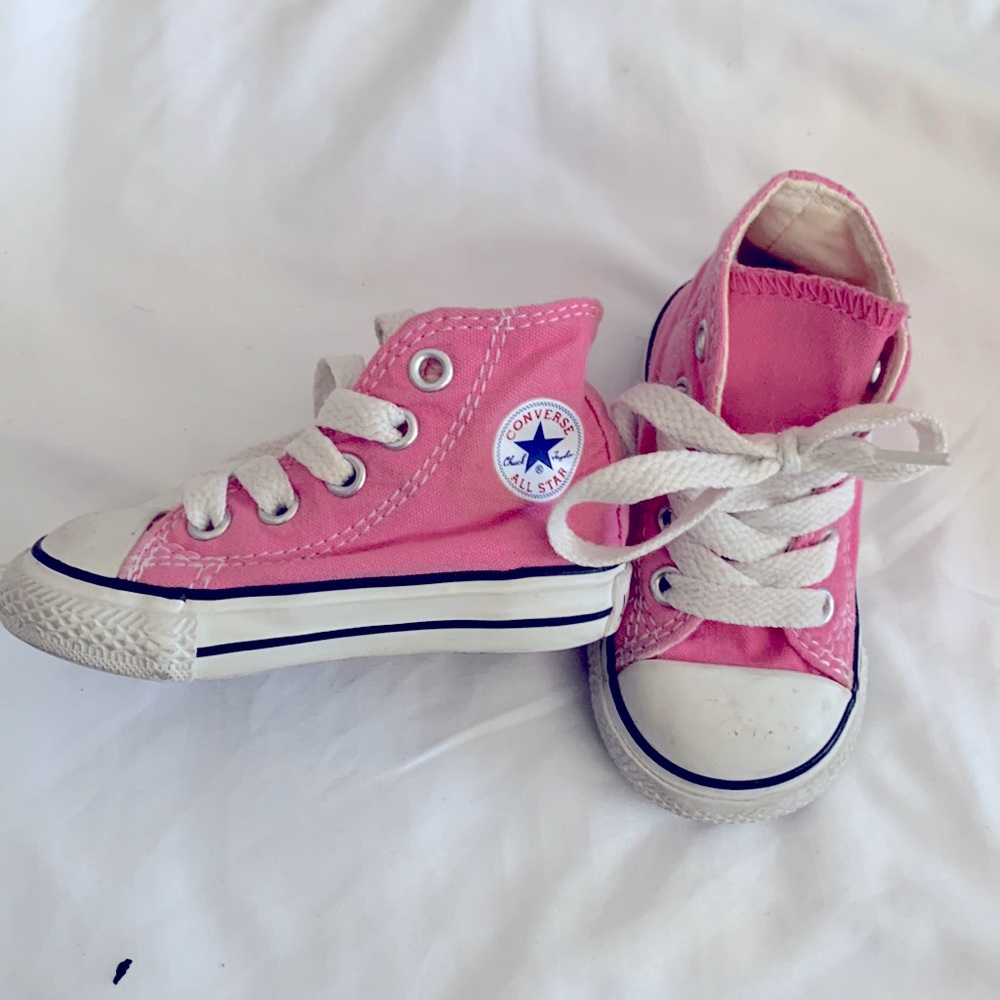 Converse pink high top toddler shoes
